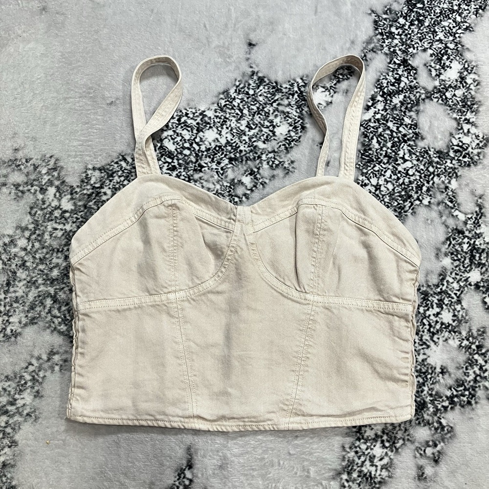 YFB Young Fabulous & Broke Beige Bustier Crop Top‎ Womens Size Large